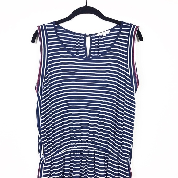 Mystree Navy Nautical Stripe Cinched Waist Dress L - Picture 5 of 10